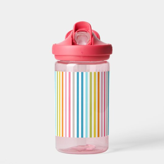 Zomer Rainbow Stripes Monogram Script Waterfles (Voorkant)