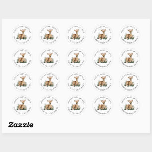 Zomer Ree Watercolor Baby Shower Ronde Sticker