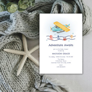 Zomer Reisavontuur Zee Vliegtuig Baby Shower Kaart
