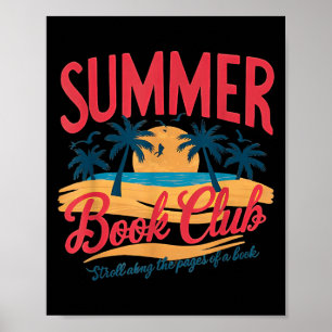 Zomer Retro Boek Club Grappige Strand Vakantie Poster