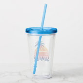 Zomer retro zonsondergang palmboom acryl drinkbeker (Achterkant)