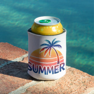 Zomer retro zonsondergang palmboom gepersonaliseer blikjeskoeler