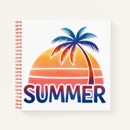 Zomer retro zonsondergang palmboom notitieboek