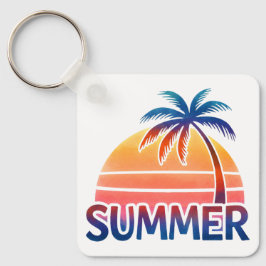 Zomer retro zonsondergang palmboom sleutelhanger
