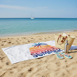 Zomer retro zonsondergang palmboom strandlaken