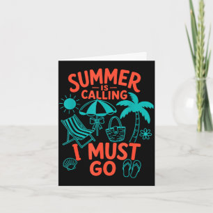 Zomer roept strand ik moet gaan retro palm kaart