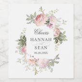 Zomer Roos Tuin Gepersonaliseerde bruiloft Wijn Etiket (Enkel label)