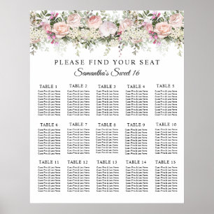 Zomer Roos Tuin Roze Bloemen Zitkaart Poster