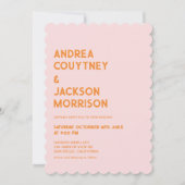 Zomer Roze en Sinaasappel Retro Bruiloft Kaart (Voorkant)