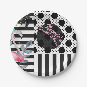 Zomer Roze Flamingo Stippen Pret Funky Feest Papieren Bordje