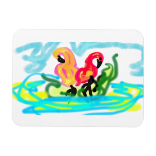 Zomer roze flamingo's leuk magneet