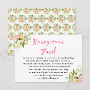 Zomer Roze Geel Bloemachtig Trouwfonds Honeymoon Informatiekaartje