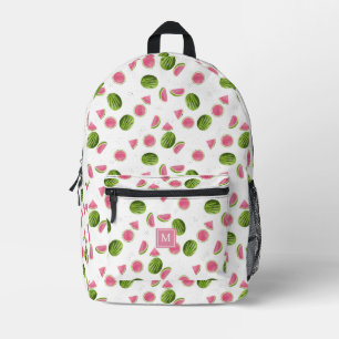 Zomer Roze & Groene Watermeloen Monogram Initialen Bedrukte Rugzak