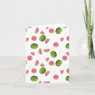 Zomer Roze & Groene Watermeloen Patroon Kaart