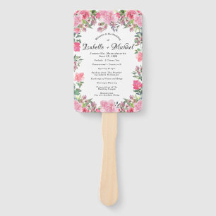 Zomer Roze Rose Bloemen Trouwprogramma Hand Fan Handwaaier
