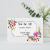 Zomer roze violet wit bloemig Save The Date (Staand voorkant)