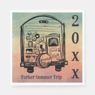 Zomer RV familie reis persoonlijke servetten