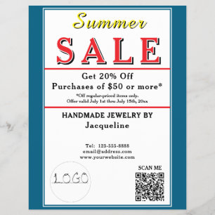 Zomer Sale Blauw Witte Hart Flyer