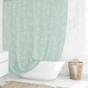 Zomer Schelp Kust Nautisch Boho Strand Mint Douchegordijn