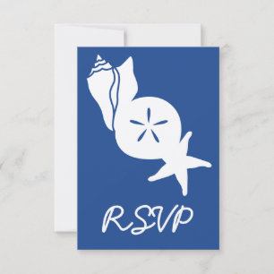 Zomer Schelpen in Blauwe RSVP Kaart