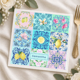 Zomer Siciliaans turquoise kleurrijk azulejo Amalf Servet