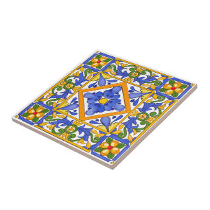Zomer, Siciliaanse tegels, majolica, Middellandse  Tegeltje