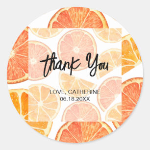 Zomer Sinaasappel Citrus Slice Dank u Ronde Sticker