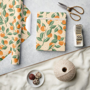 Zomer Sinaasappels Boho Natuur Fruit Cadeaupapier