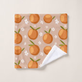 Zomer Sinaasappels Fruit kleine witte bloemetjes P Bad Handdoek (Wasdoekje)