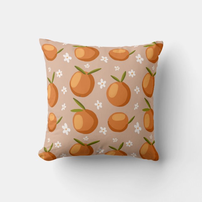 Zomer Sinaasappels Fruit kleine witte bloemetjes P Kussen (Voorkant)