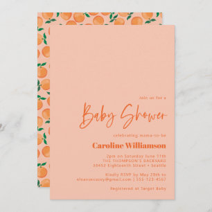 Zomer Sinaasappels Waterverf roze Baby shower Kaart