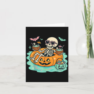 Zomer Skelet In Pompoen Drijft Schattig Griezelig  Kaart