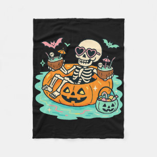Zomer Skelet In Pompoen Float Schattige Spooky Poo Fleece Deken