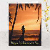 Zomer Solstice Midsummers Eve met Silhouet Kaart (Gele Bloem)