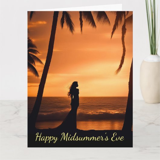 Zomer Solstice Midsummers Eve met Silhouet Kaart (Voorkant)