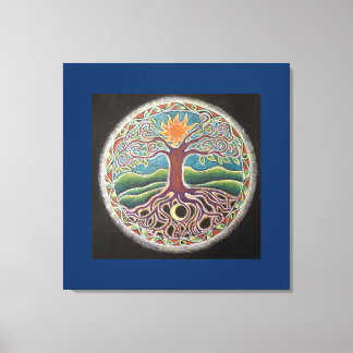Zomer Solstice Tree of Life Mandala Canvas Prin Afdruk
