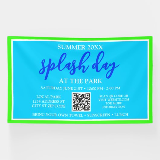 Zomer Splash Day in het park | Buitenevenement 6x1 Spandoek (Horizontaal)