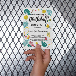 Zomer Splash Verjaardags Tennisfeest Briefkaart