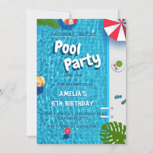 Zomer Splash Waterpool Feest Verjaardag Kaart