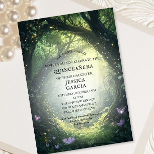 Zomer Sprookje Betoverd Bos Quinceañera Kaart