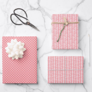 Zomer Stof Roze Blush Roze Strepen Inpakpapier Vel