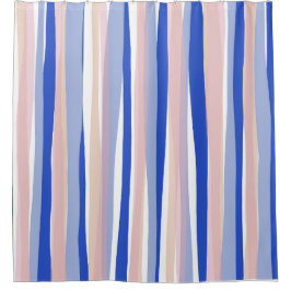 Zomer strand blauw roze beige strepen douchegordijn