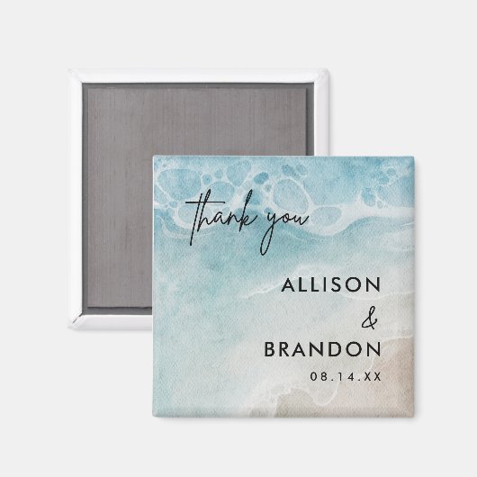 Zomer strand bruiloft dank u magneet (Voorkant / Achterkant)