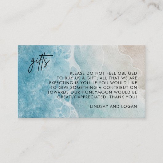 Zomer Strand Cadeau Registratie Honeymoon Fonds Br Informatiekaartje (Voorkant)