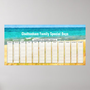 Zomer Strand Eeuwigdurende Verjaardagskalender Poster