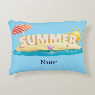 Zomer Strand Eiland 3D Trendy Tropische Vakantie Accent Kussen