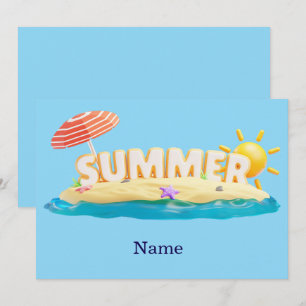 Zomer Strand Eiland 3D Trendy Tropische Vakantie Kaart