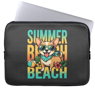 Zomer strand hond vakantie vector laptop sleeve