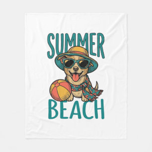 Zomer Strand Hond Vintage Zonnebril Shirt Ontwerp_ Fleece Deken