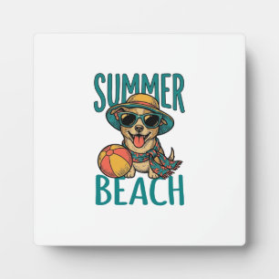 Zomer Strand Hond Vintage Zonnebril Shirt Ontwerp_ Fotoplaat